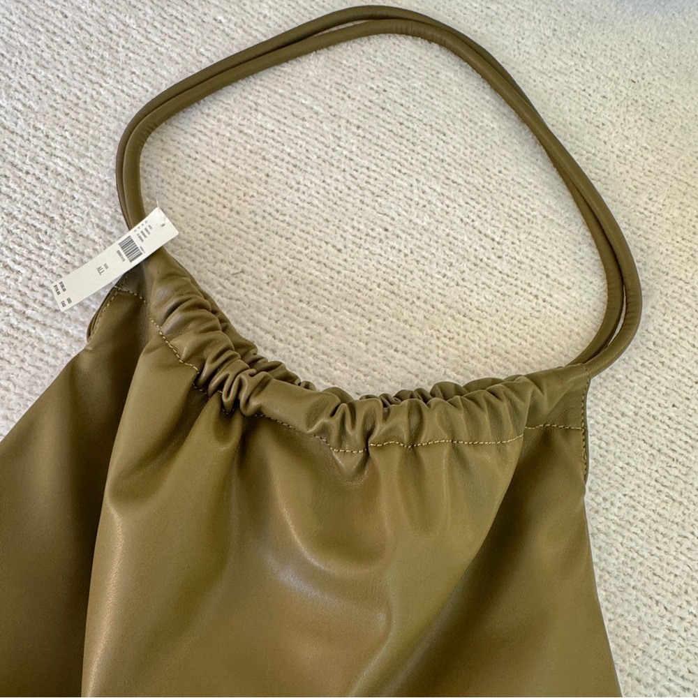 Anthropologie Large Scrunched Tote Olive Green - Picture 13 of 13
